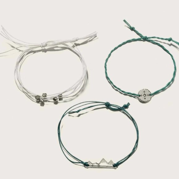 NEW 3pcs Adjustable Friendship Strand Bracelet Set - Picture 4 of 4